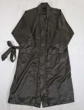Robert Louis Men’s Silk Blend Robe Black Geometric Print Belted One Size FS